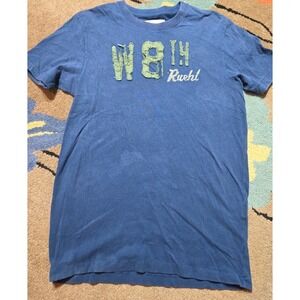 Vintage Y2K Ruehl No. 925‎ Men's T Shirt Medium Navy Blue  Streetwear Fading